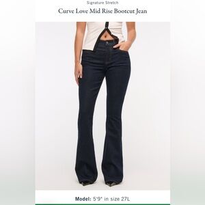 Abercrombie Curve Love Mid Rise Bootcut Jeans - Dark Blue Worn Once Size 28/S